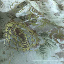 CC-21-068 The hot sale & flower printed with Organza bronzing100%poly  voil fabric